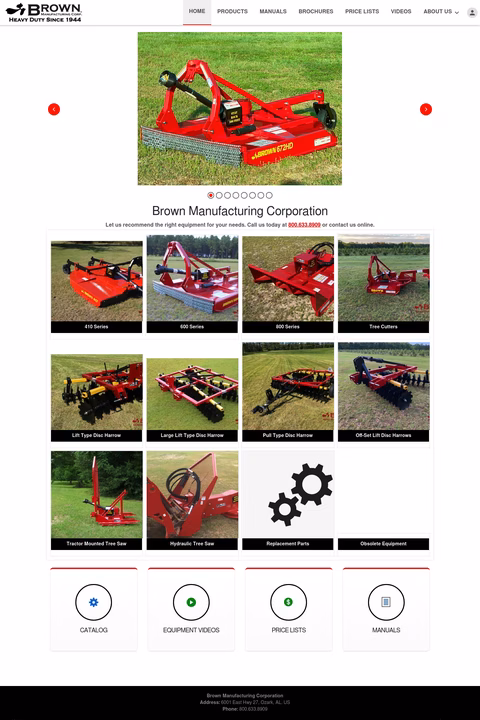 Brown-Manufacturing Homepage 1440px