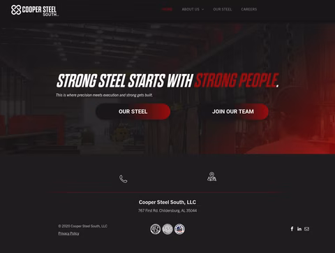 Cooper-Steel-South Homepage 1440px