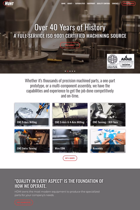 Hunt-Design-Manufacturing Homepage 1440px