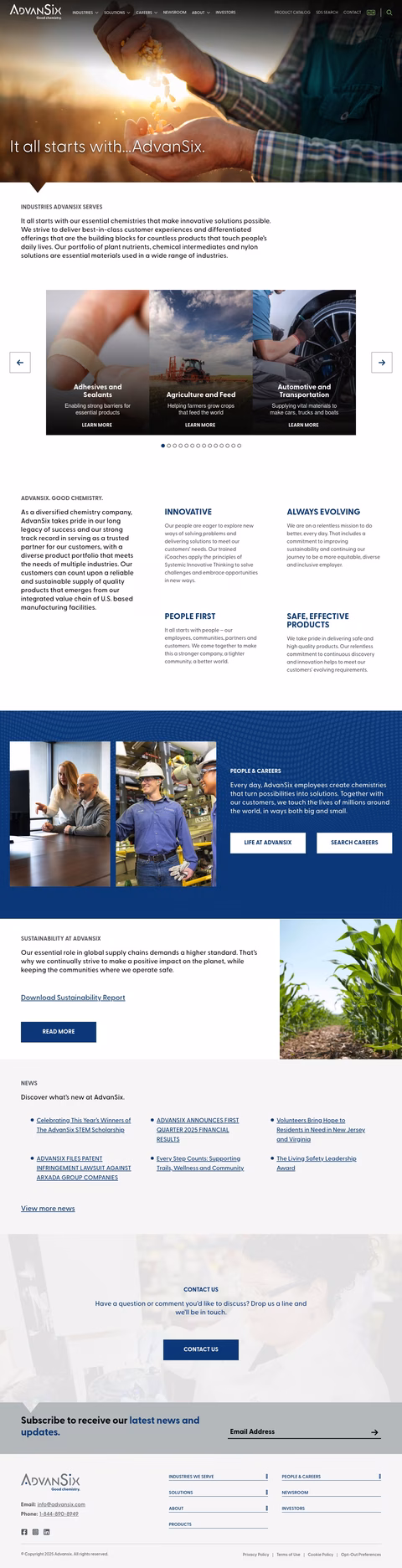 Advansix Homepage 1440px