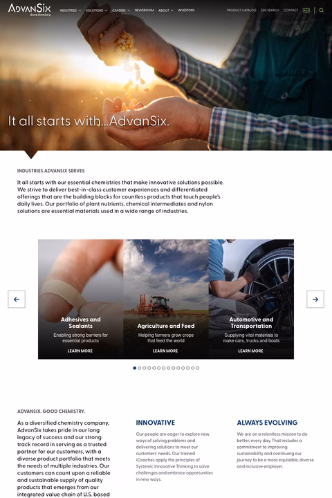 Advansix Homepage 1440px