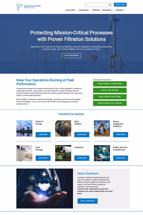 Kaydon-Custom-Filtration Homepage 1440px