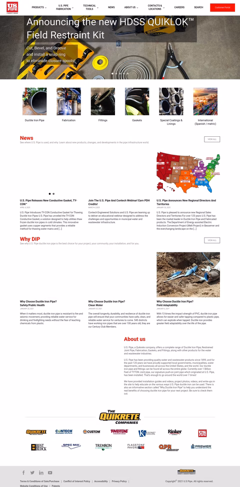 United-States-Pipe-Foundry Homepage 1440px