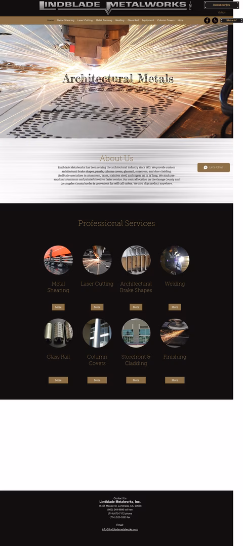 Lindblade-Metalworks Homepage 1440px