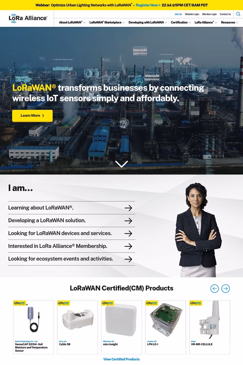 Lora-Alliance Homepage 1440px