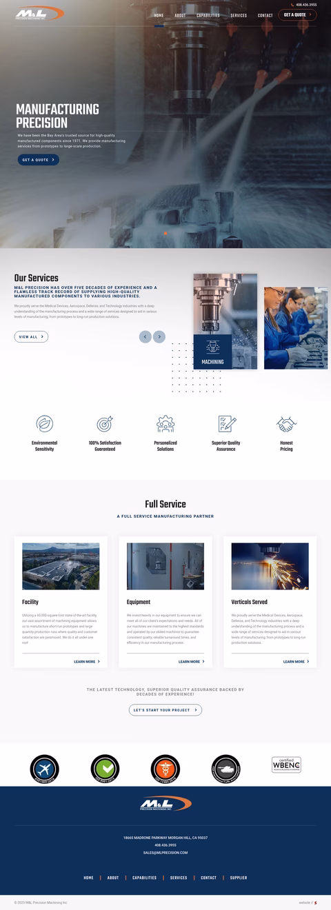 M-L-Precision-Machining Homepage 1440px