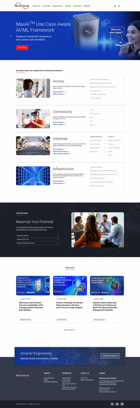 Maxlinear Homepage 1440px