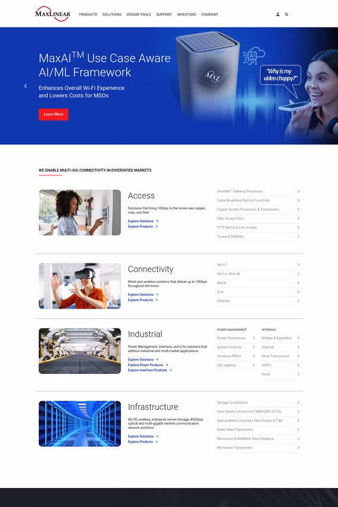 Maxlinear Homepage 1440px