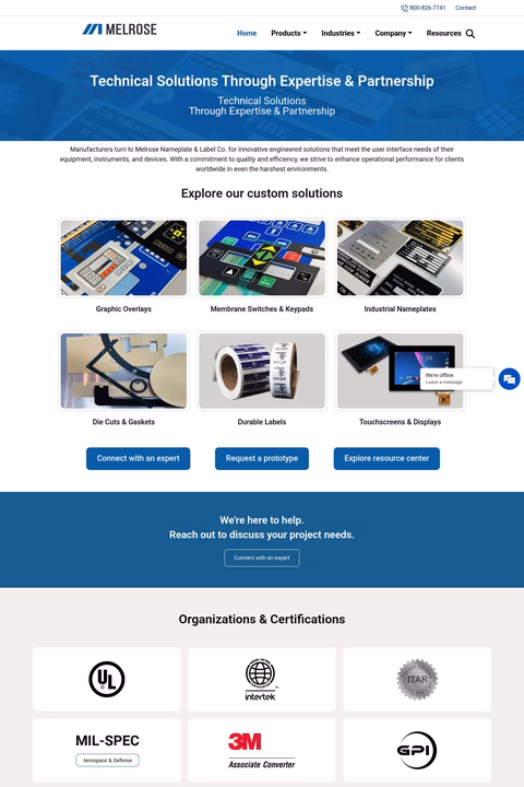 Melrose-Nameplate-Label-Company Homepage 1440px