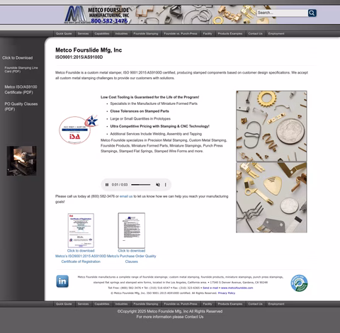 Metco-Fourslide-Manufacturing Homepage 1440px