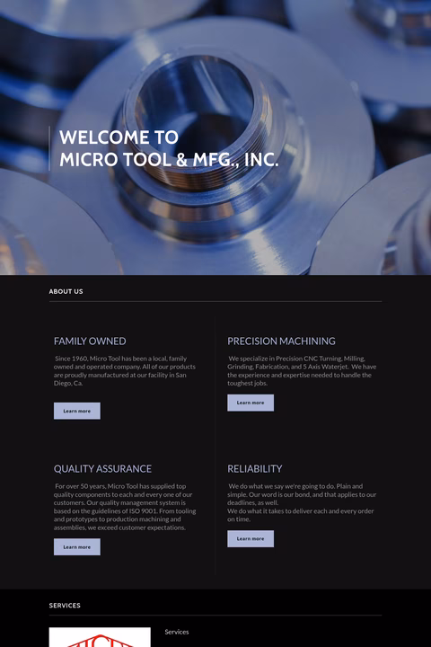 Micro-Tool-Manufacturing-Inc Homepage 1440px