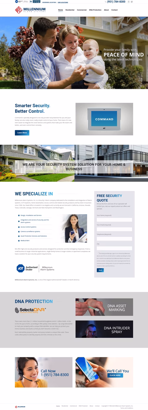Millennium-Alarm-Systems Homepage 1440px