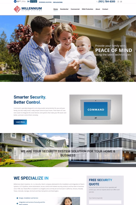 Millennium-Alarm-Systems Homepage 1440px