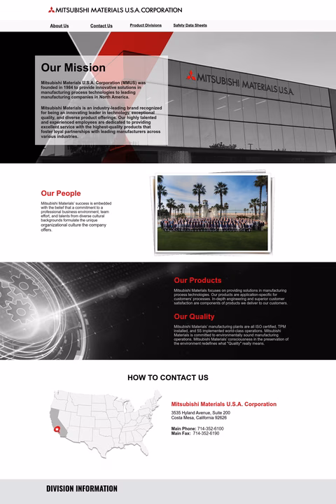 Mitsubishi-Materials-Usa Homepage 1440px