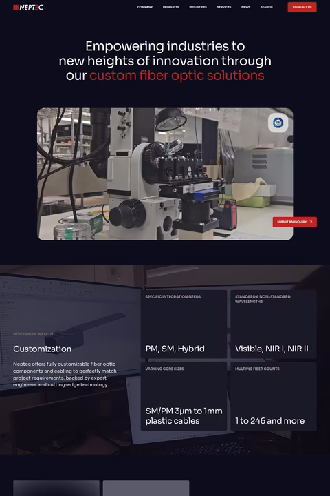 Neptec-Optical-Solutions Homepage 1440px