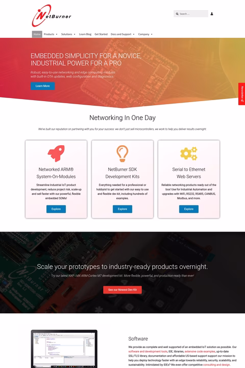 Netburner Homepage 1440px