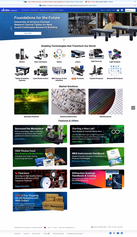 Newport-Corporation Homepage 1440px