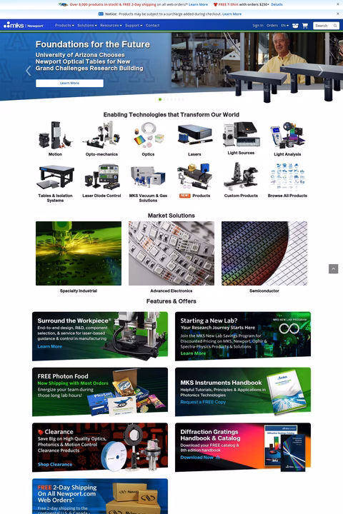 Newport-Corporation Homepage 1440px