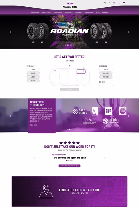 Nexen-Tire Homepage 1440px
