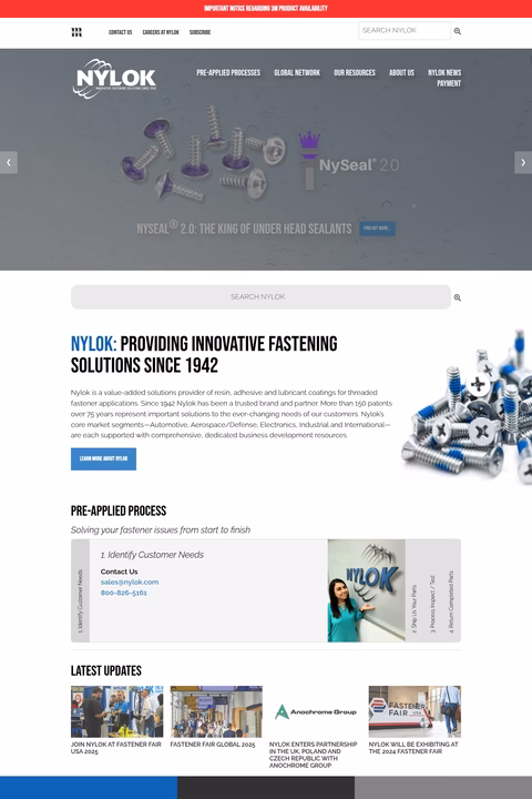 Nylok Homepage 1440px