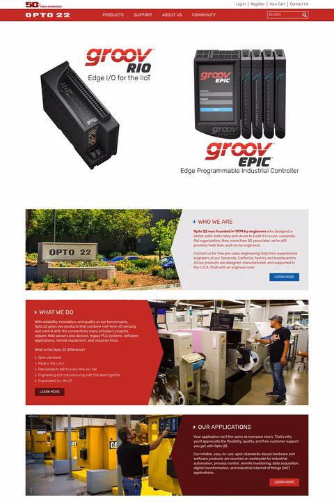 Opto-22 Homepage 1440px