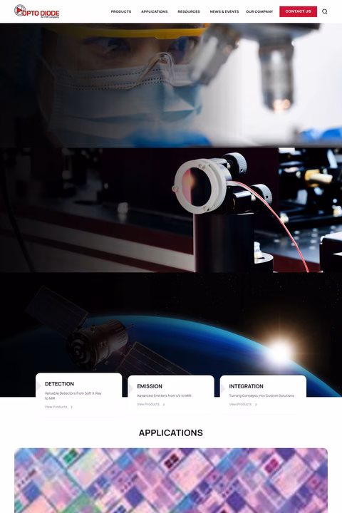 Opto-Diode-Corporation Homepage 1440px
