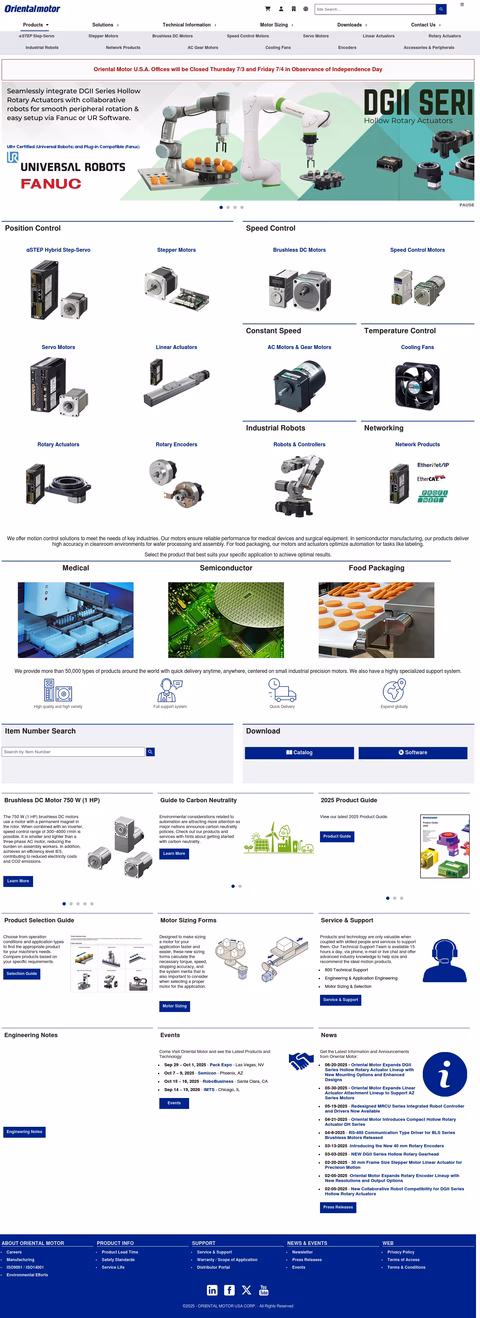 Oriental-Motor-Usa Homepage 1440px