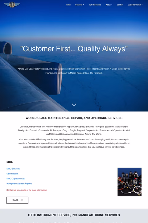 Otto-Instrument-Services Homepage 1440px