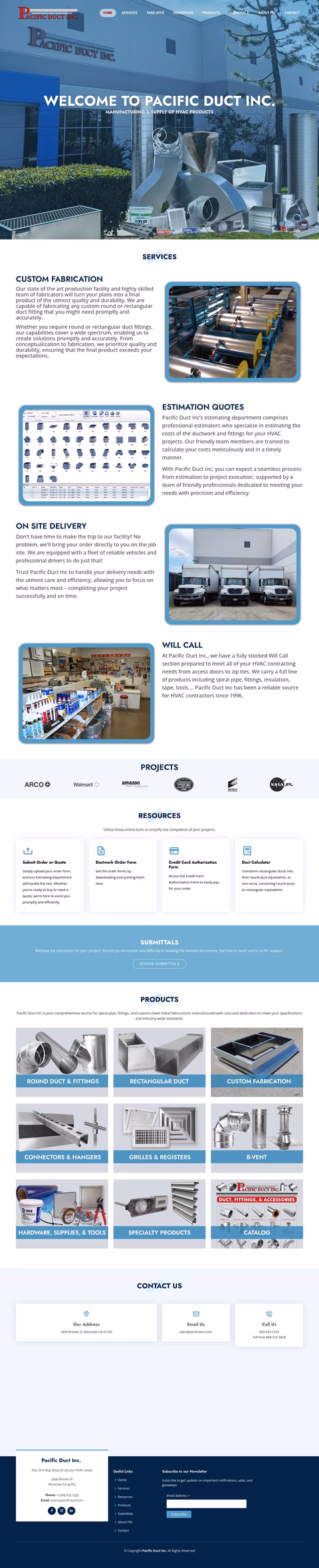 Pacific-Duct Homepage 1440px