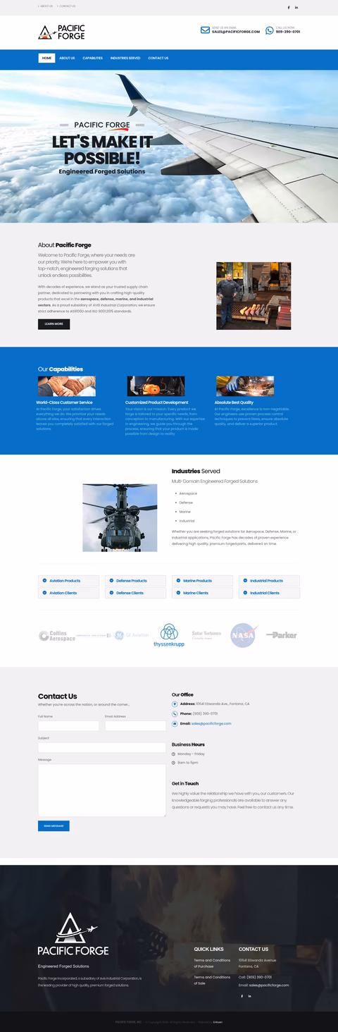 Pacific-Forge-Inc Homepage 1440px