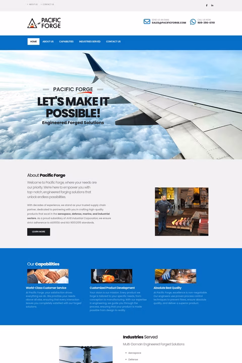 Pacific-Forge-Inc Homepage 1440px