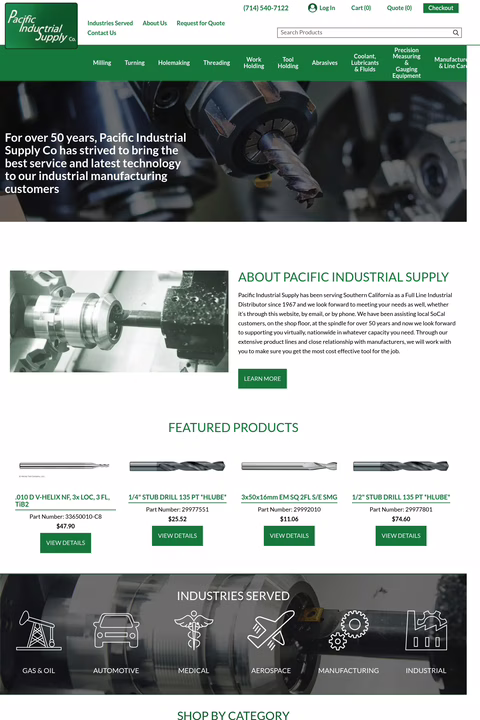 Pacific-Industrial-Supply Homepage 1440px