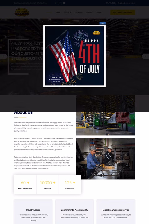 Pattons-Steel-Supply Homepage 1440px