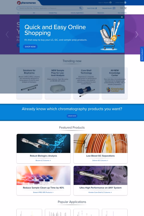 Phenomenex Homepage 1440px