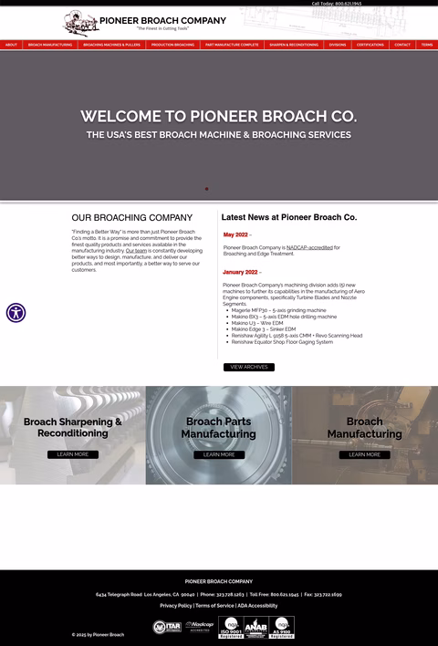 Pioneer-Broach-Company Homepage 1440px