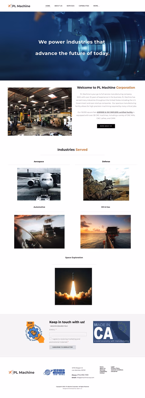 Pl-Machine-Corporation Homepage 1440px