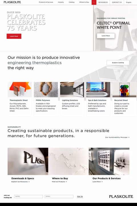 Plaskolite Homepage 1440px