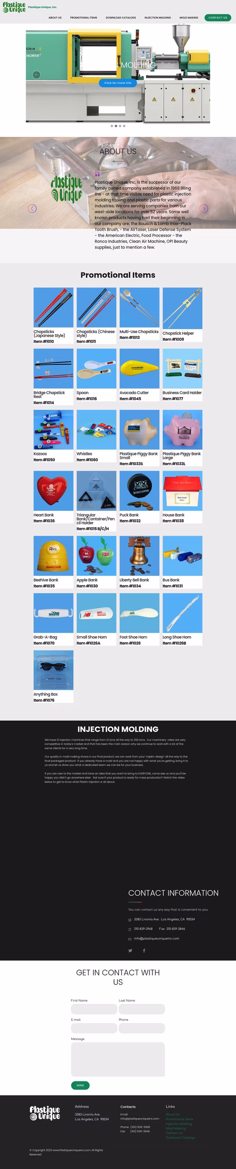Plastique-Unique Homepage 1440px