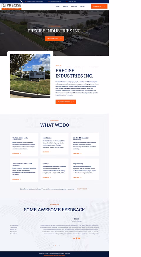 Precise-Industries Homepage 1440px