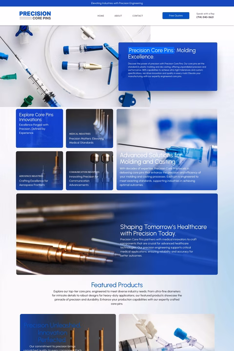 Precision-Corepins Homepage 1440px