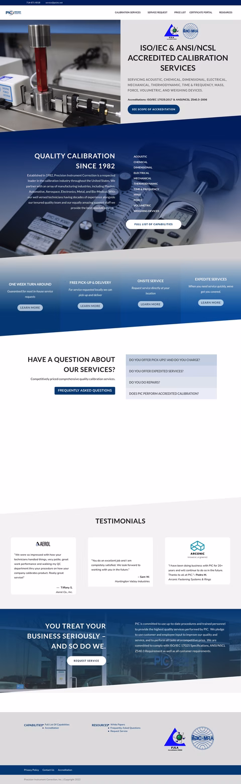 Precision-Instrument Homepage 1440px