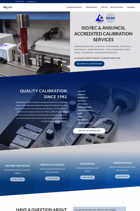 Precision-Instrument Homepage 1440px