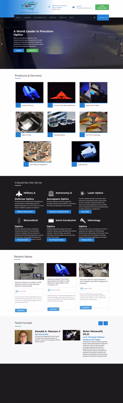 Precision-Optical Homepage 1440px