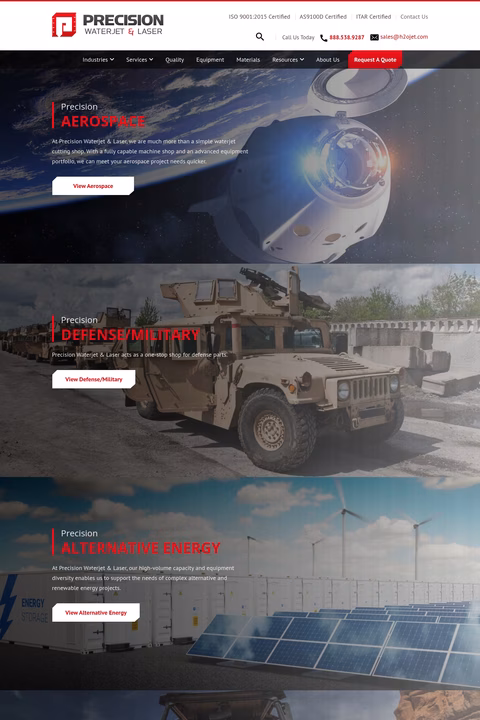 Precision-Waterjet-Laser Homepage 1440px