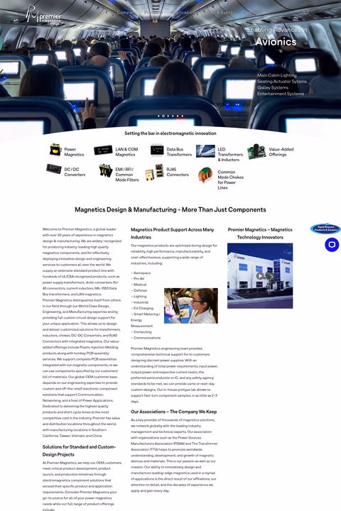 Premier-Magnetics Homepage 1440px