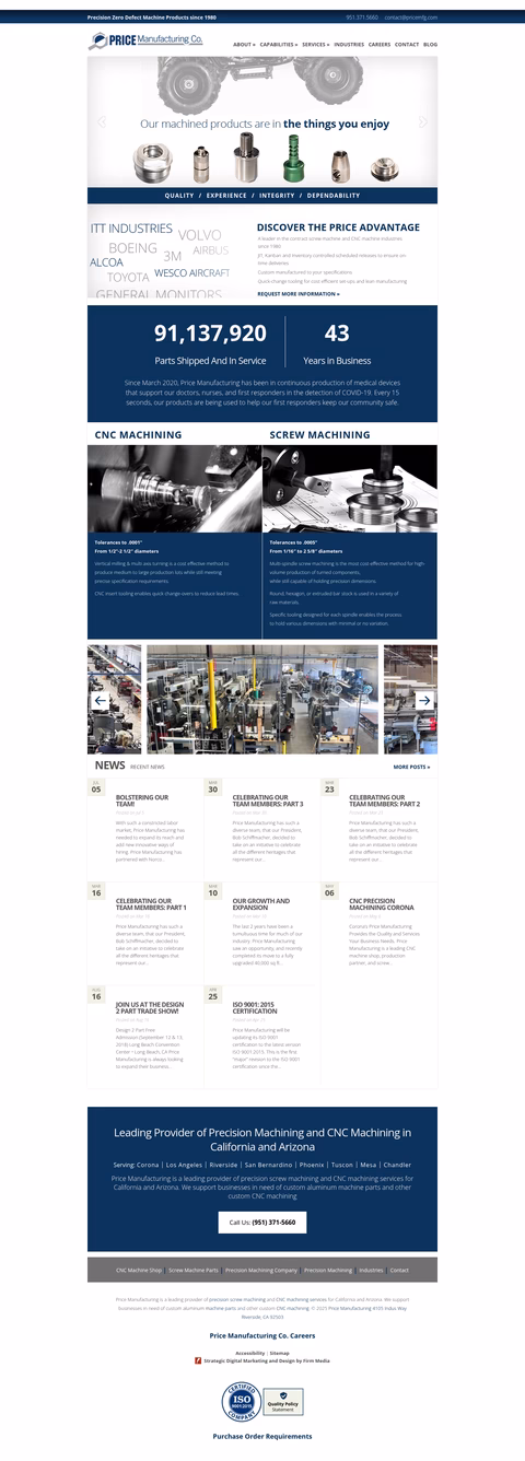 Price-Manufacturing-Company Homepage 1440px