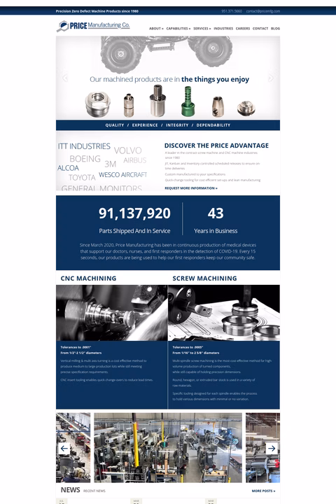 Price-Manufacturing-Company Homepage 1440px