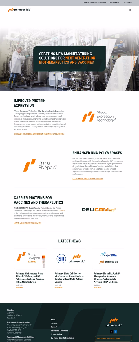 Primrose-Bio Homepage 1440px