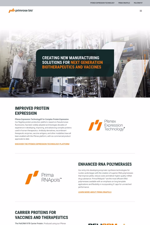 Primrose-Bio Homepage 1440px