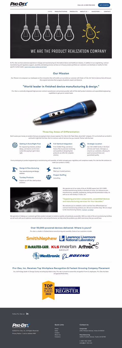 Pro-Dex Homepage 1440px